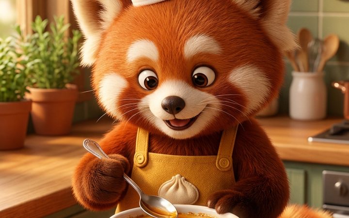 Momo tasting the Crème Brûlée