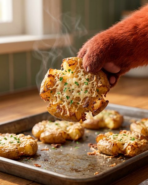 Garlic Parmesan Smashed Potatoes