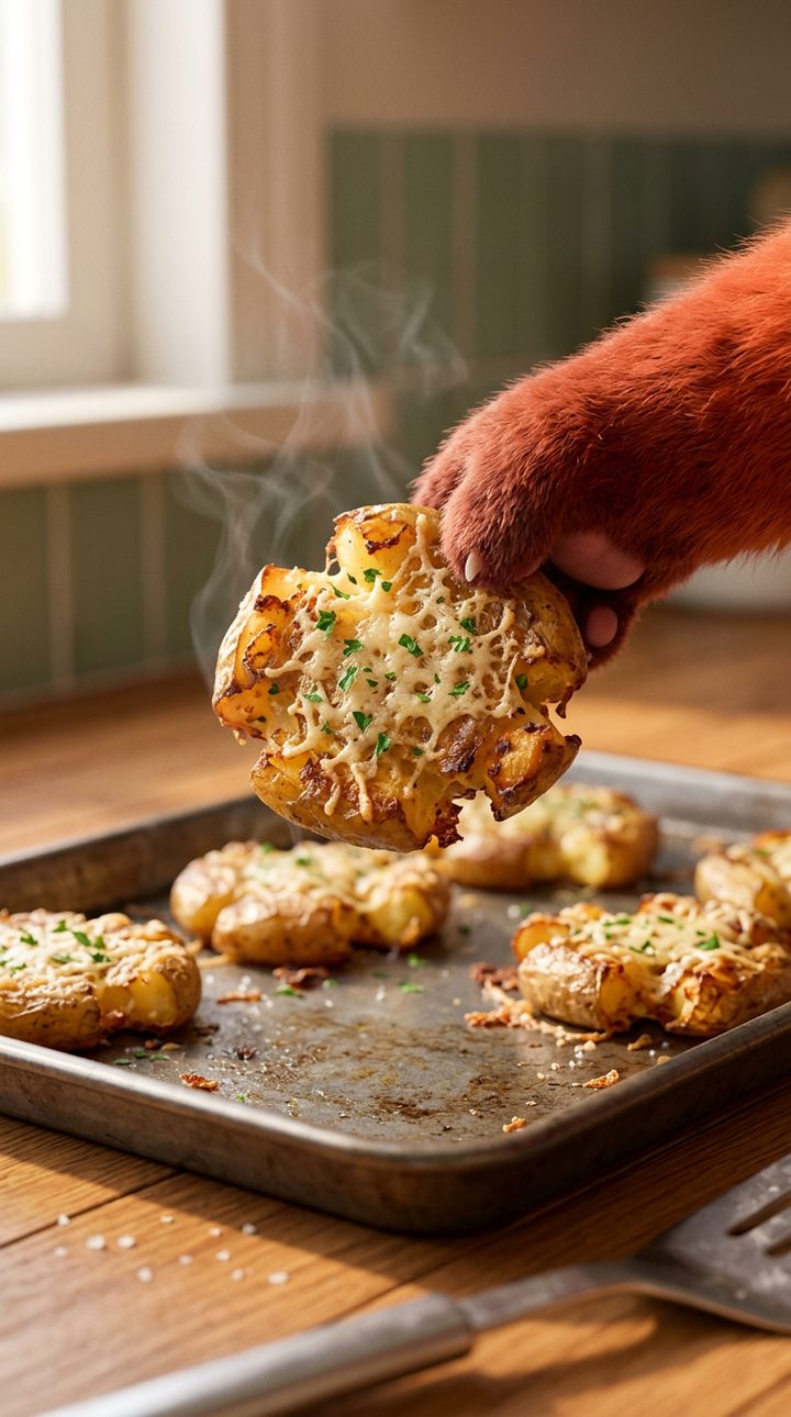Garlic Parmesan Smashed Potatoes